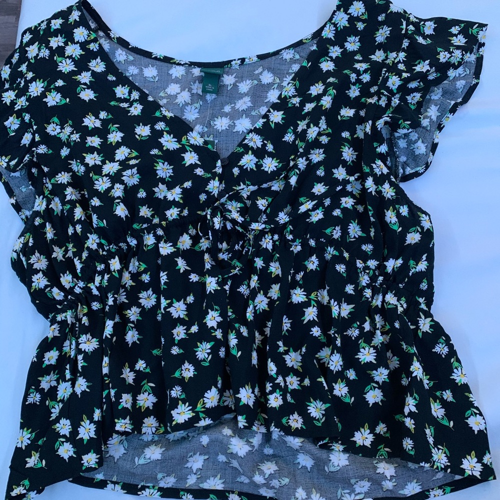 Wild Fable Black Flower Blouse Size XL